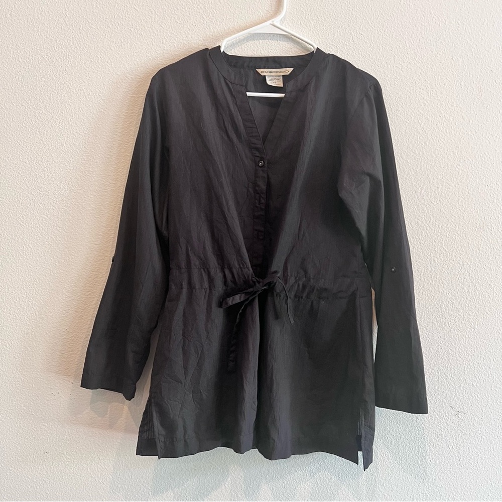 Exofficio Black Women's Blouse with Tie Waist Small Hiking Travel